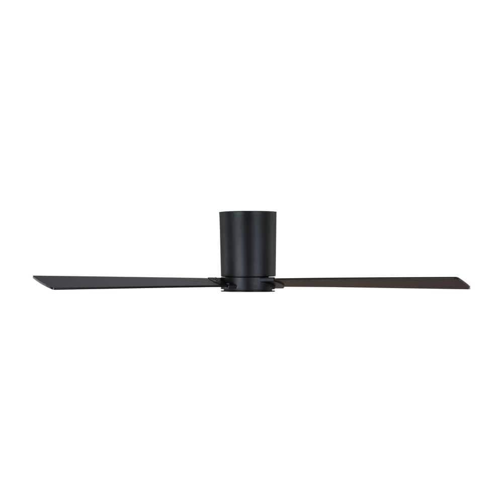 Monte Carlo 3RZHR52MBK Rozzen Hugger 52" Black Ceiling Fan with Remote Control, Reversible DC Motor, Damp Rated, 3 Reversible Blades (Midnight Black and American Walnut)