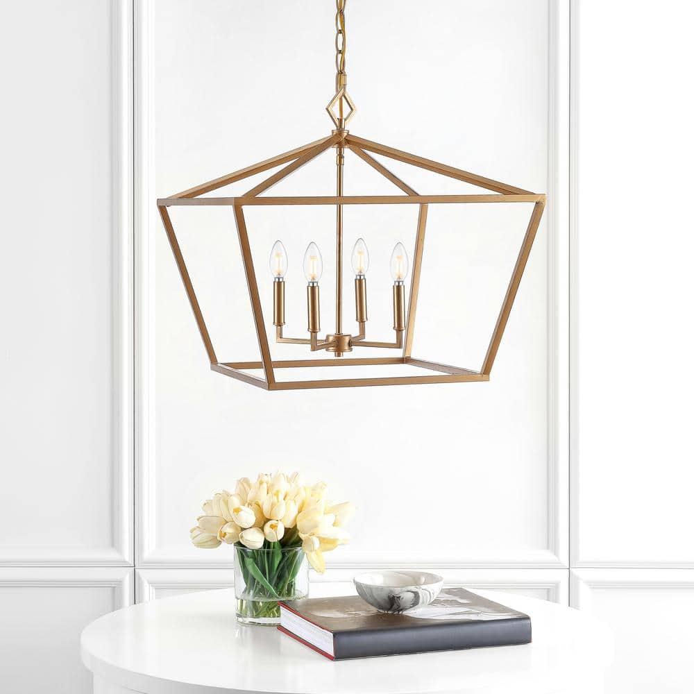Gatsby 23" 4-Light Adjustable Iron Rustic Glam LED Pendant, Gold