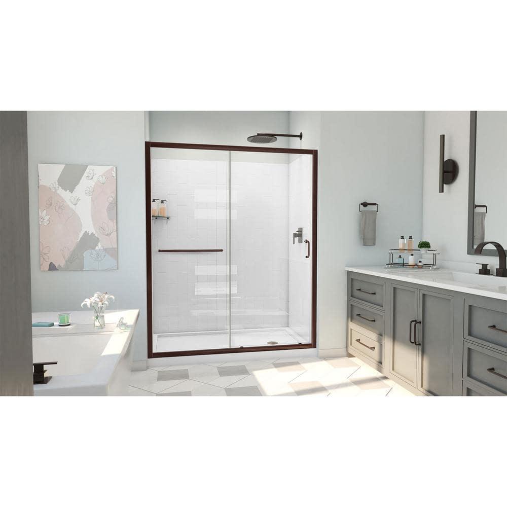 60" W x 30" D x 78" H Semi-Frameless Rectangle Shower Kit