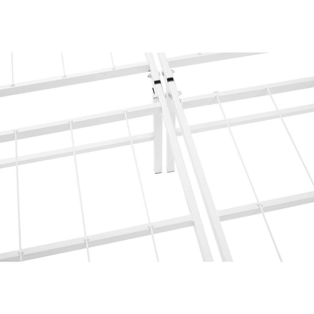 14" foldable Queen Bed Frame Heavy Duty Metal Bed Frame Folding Bed Frame with Steel Slats Box Spring Replacement 600lbs Capacity Platform Bed Queen Bed Frame Size-White