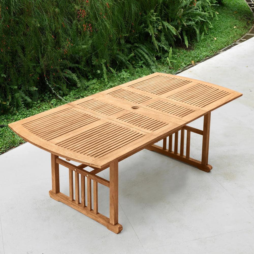 Cambridge Casual 6pc Caterina Teak Wood Outdoor Dining Set with Beige Cushion: Weather-Resistant, 2" Umbrella Hole, Galvanized Steel Hardware
