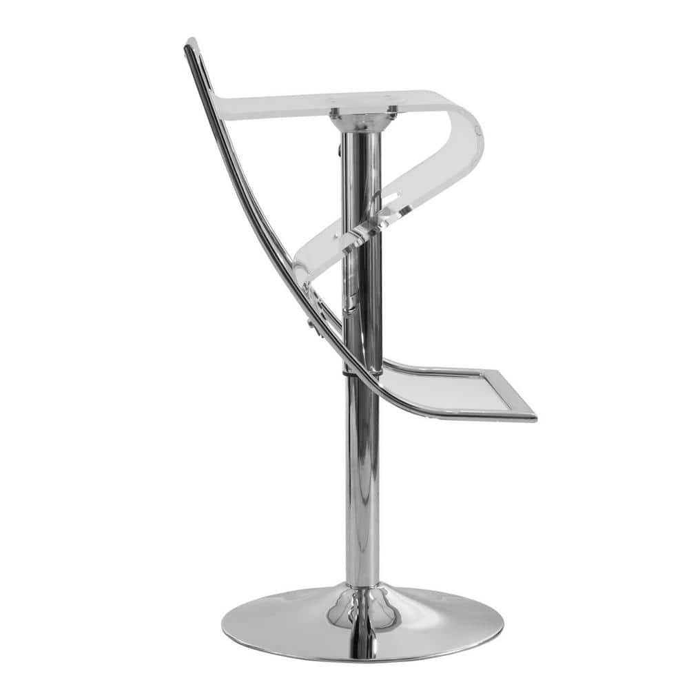 LeisureMod Napoli Transparent Acrylic Bar Counter Stool, Modern Clear Seat with Chrome Base for Kitchen Island and Home Bar