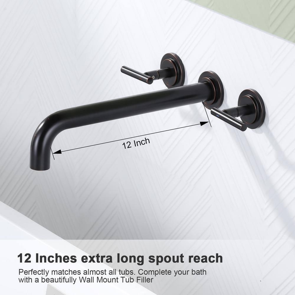 2-Handle 2-Hole Wall Mounted Bathroon Sink Faucet In Spot Resist (Valve Included)