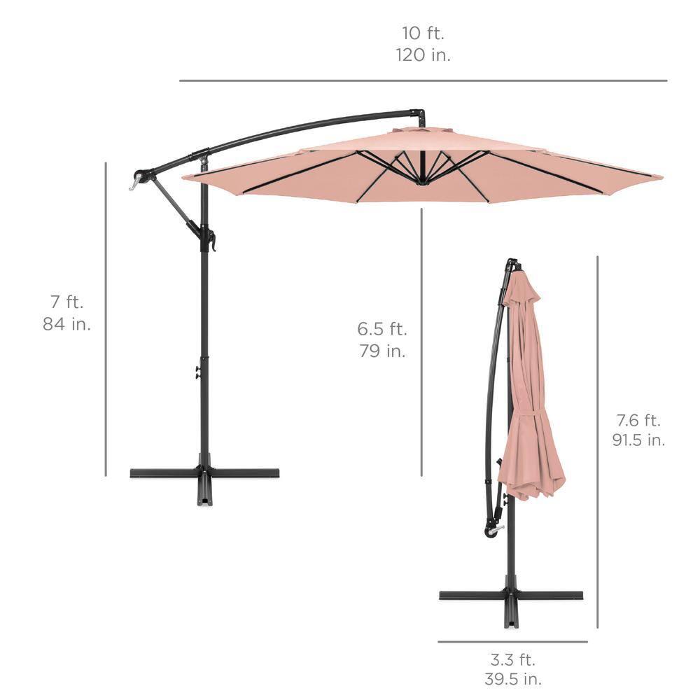 Best Choice Products 10ft Offset Hanging Outdoor Market Patio Umbrella w/ Easy Tilt Adjustment - Rose Quartz