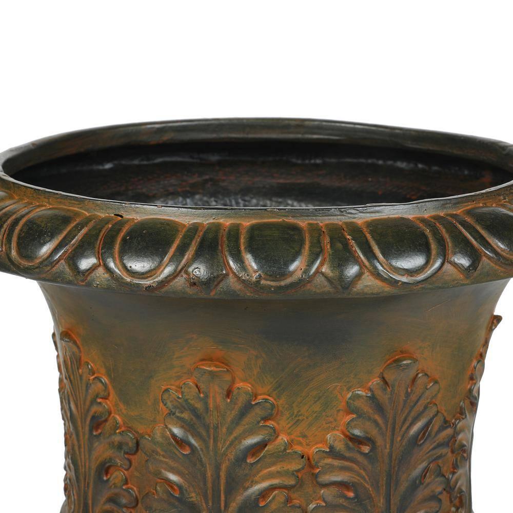 LuxenHome Weathered Brown Decorative MgO Urn Planter