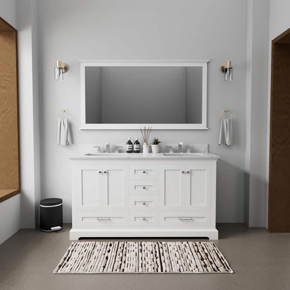 Lexora Home Dukes 60" Double Vanity with Mirror in White