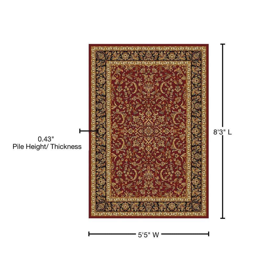 Radici Usa Noble Area Rug 1318 Burgundy Bordered Medallion 5' 5" x 8' 3" Rectangle