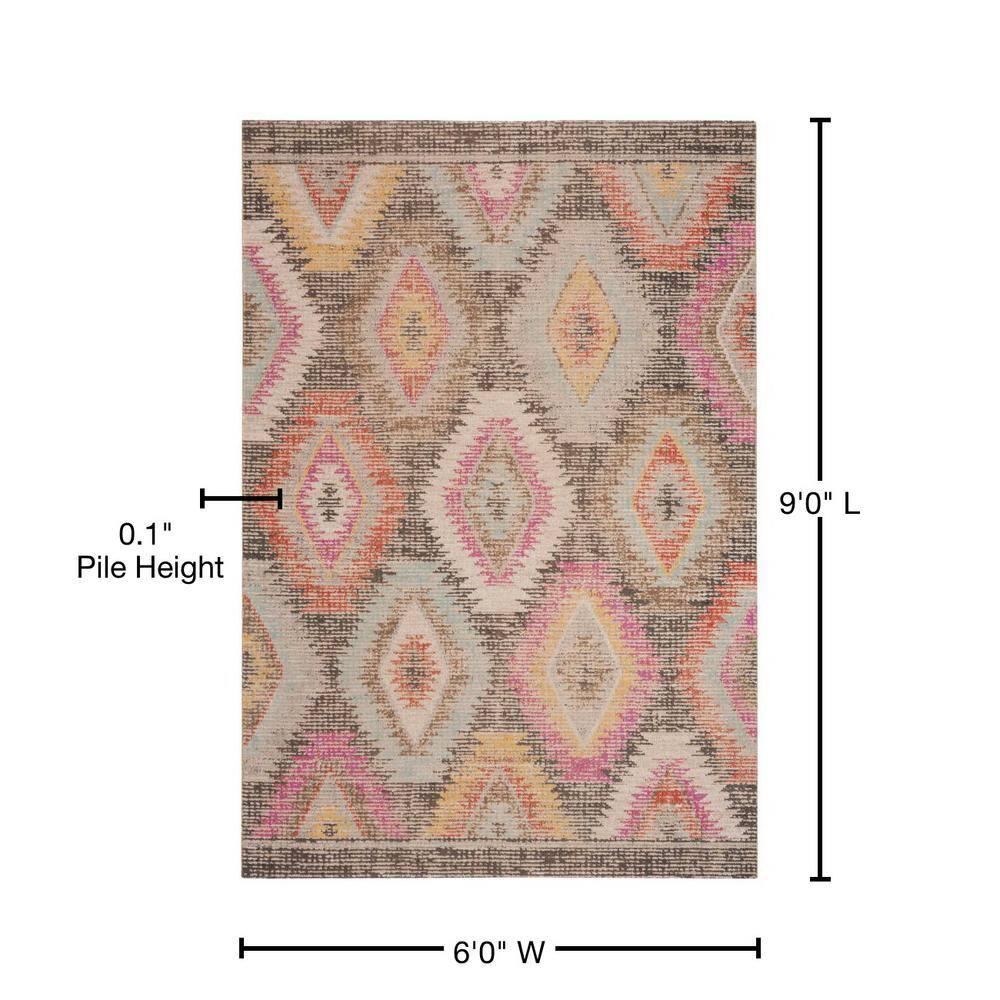 SAFAVIEH Montage Collection 2'3' x 8' Grey/Multi MTG212F Boho Indoor/ Outdoor Non-Shedding Easy scrubbing Patio Backyard Porch Deck Mudroom Runner-Rug