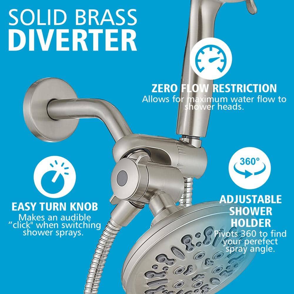 Single Handle 1-Spray Round Rain Shower Faucet Combo Set with Dual Function Pressure Balance Valve