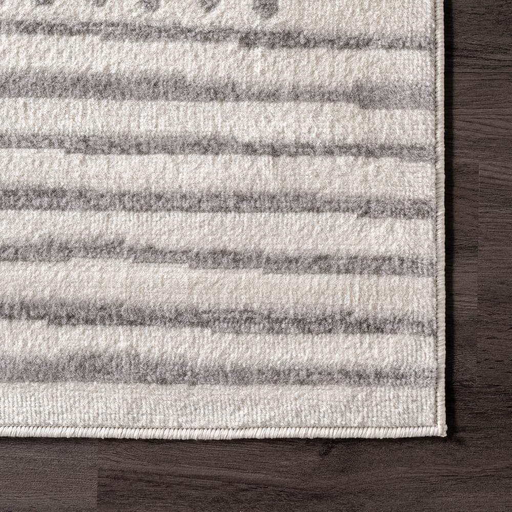 4'x6' Briggs Contemporary Striped Area Rug Light Gray - nuLOOM: Geometric Pattern, Low Pile, Indoor Use, Rectangle