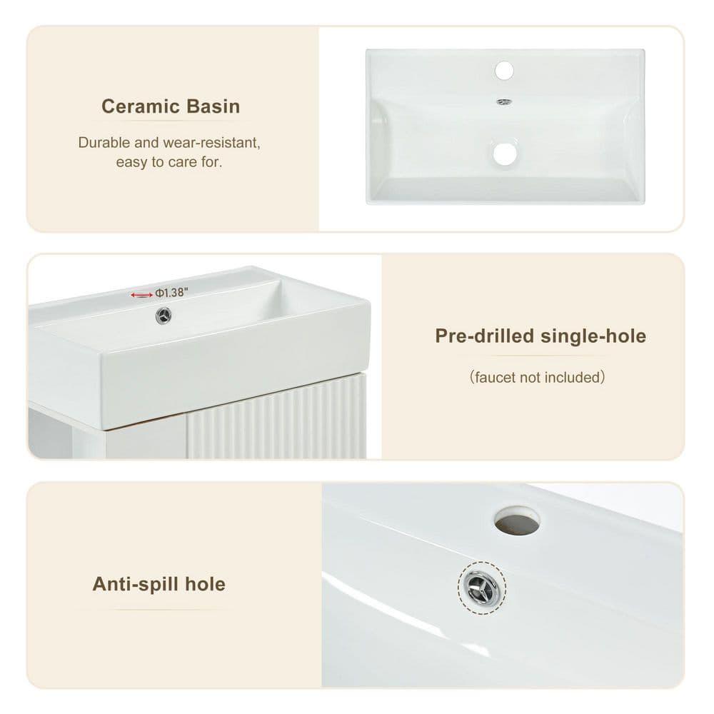 White Ceramic Rectangular Bathroom Sink with Anti-Spill Hole