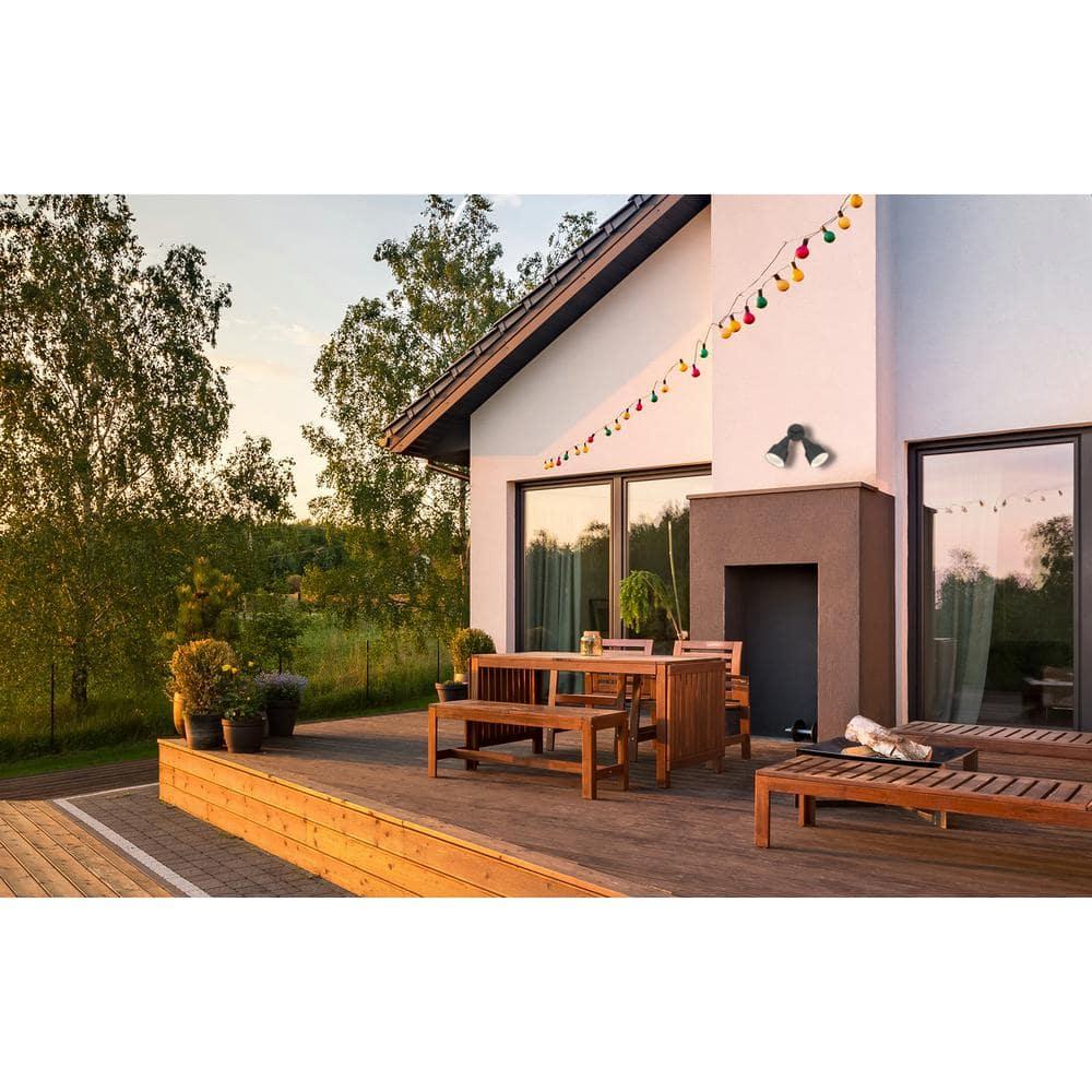 NICOR Lighting 150-Watt Double Cone Shaped Adjustable Outdoor Flood Light, Black (11121)