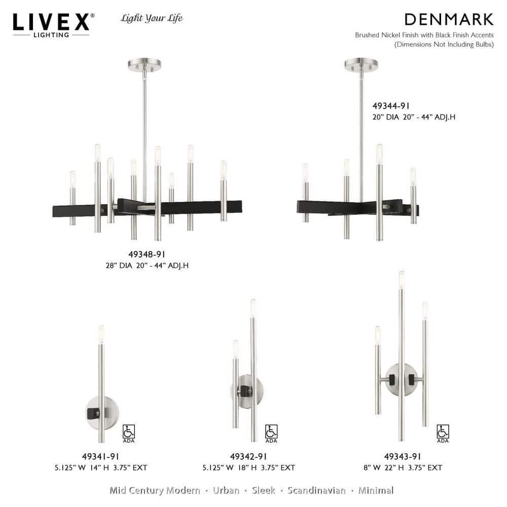 Livex Lighting Denmark 3 - Light Wall Light in  Brushed Nickel