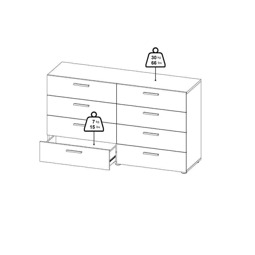 Tvilum Loft 8 Drawer Double Dresser for Adults, Walnut