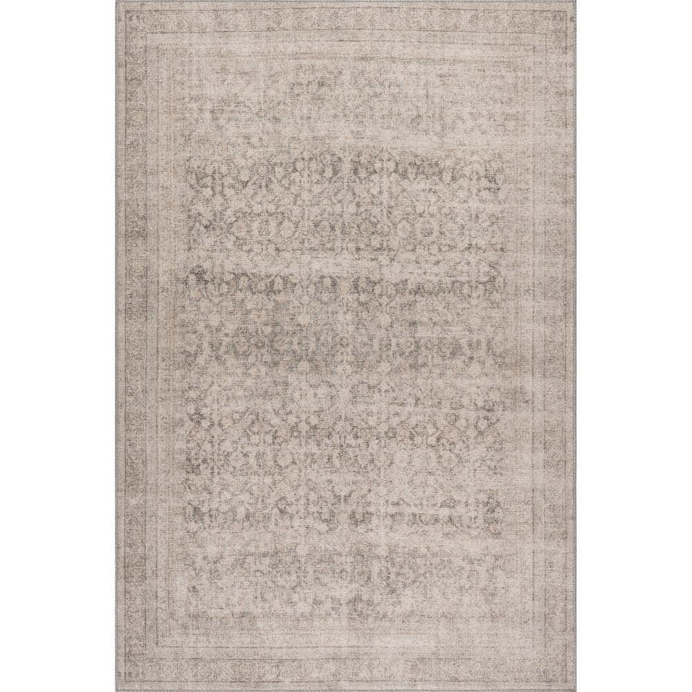 Nuloom Hillstone Collection Giorgina Traditional Vintage Medallion Area Rug, 6' 7" x 9', Ivory