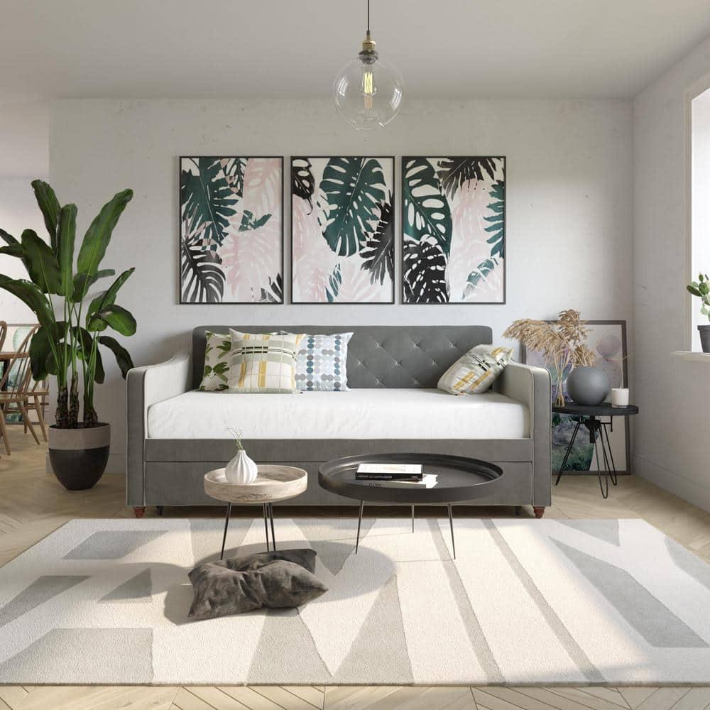 Vintage Upholstered Daybed with Trundle