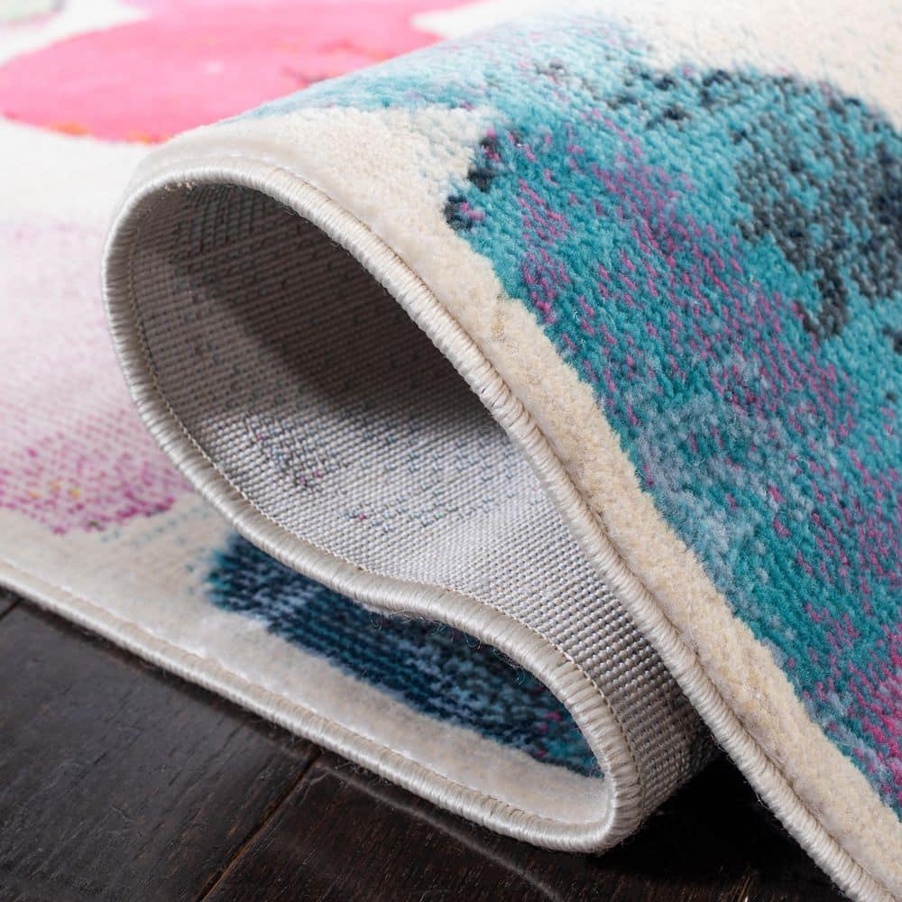 Lillian LLN377 Power Loomed Area Rug - Rose/Light Blue - 8'x10' - Safavieh