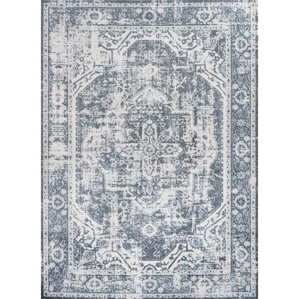 JONATHAN Y Keesha Bold Distressed Medallion Low-Pile Machine-Washable Cream/Blue 3 ft. x 5 ft. Area Rug