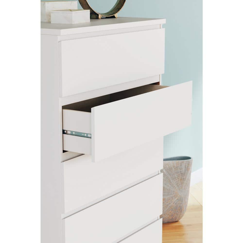 Signature Design by Ashley Onita Modern 5 Drawer Tall Dresser, White