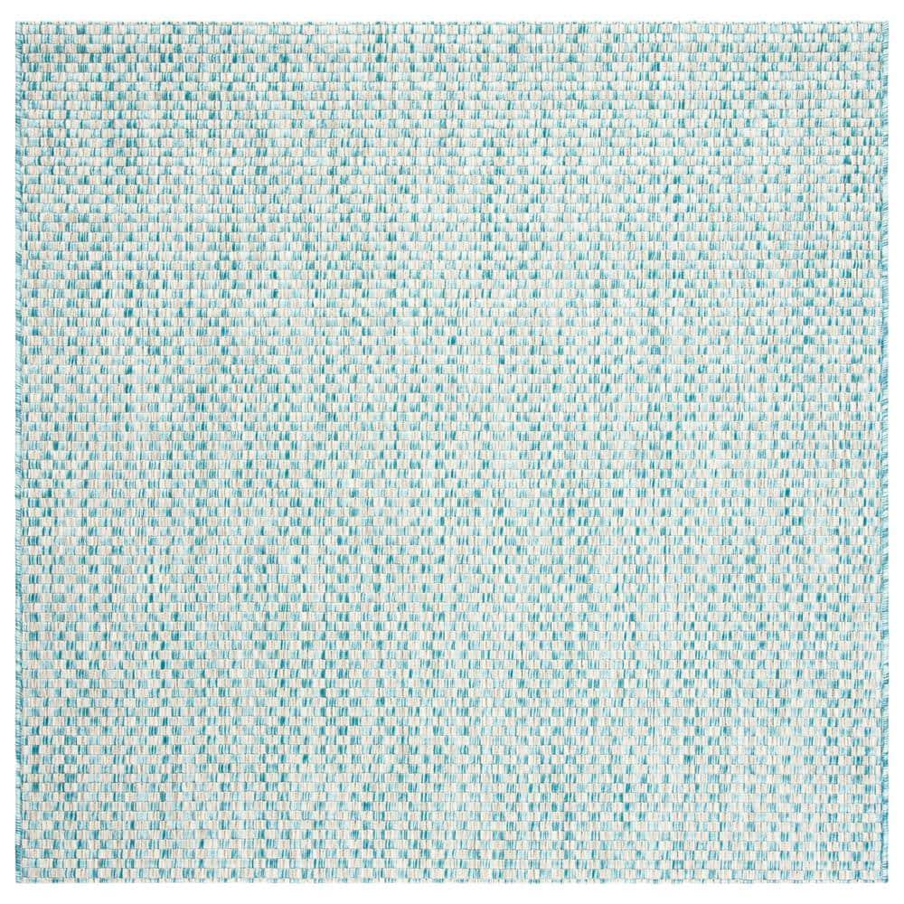 Courtyard CY8653 Power Loomed Indoor and Outdoor Area Rug - Light Blue/Light Grey - 4'x4' - Safavieh