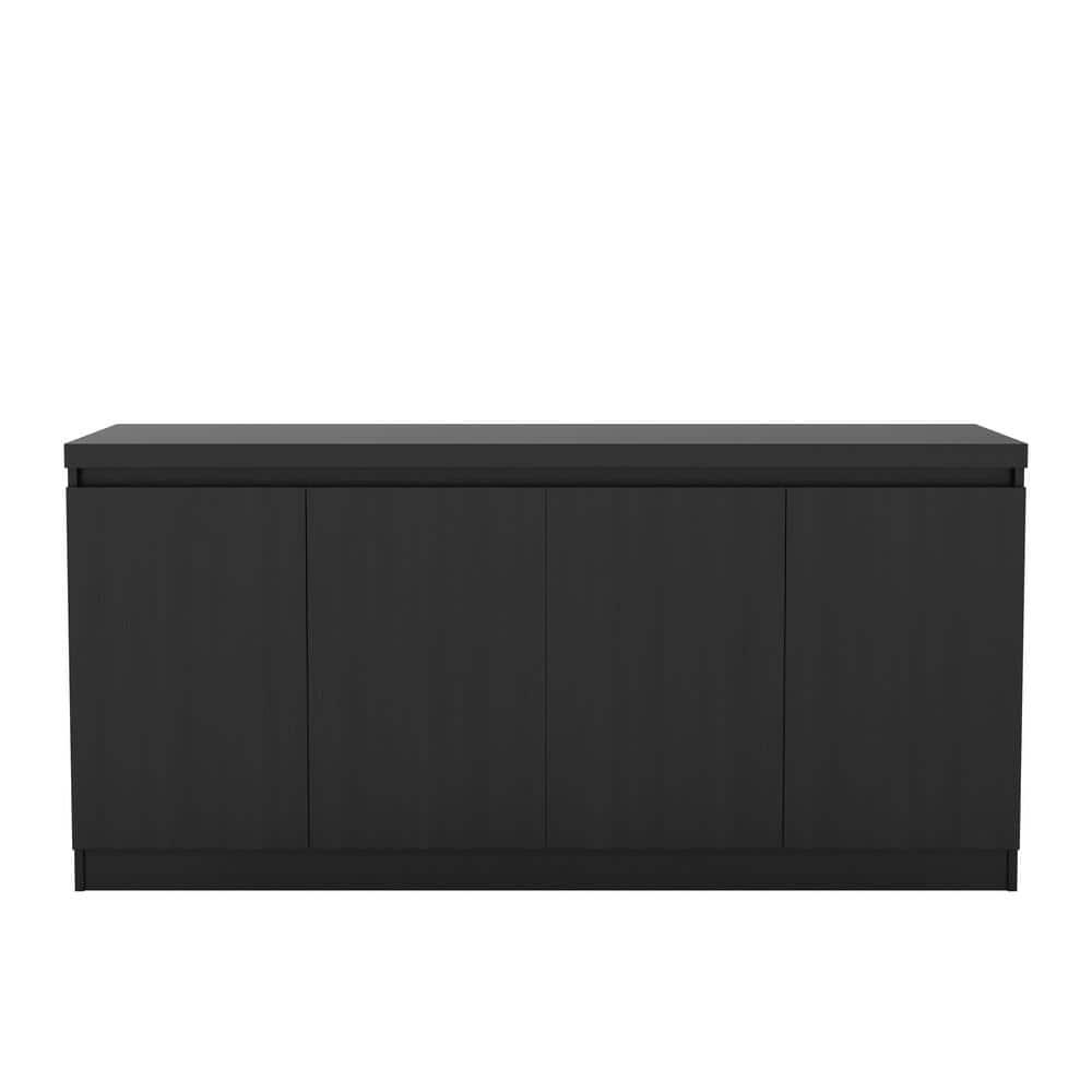 62.99" Viennese 6 Shelves Buffet Cabinet Matte Black - Manhattan Comfort: Modern Credenza Console