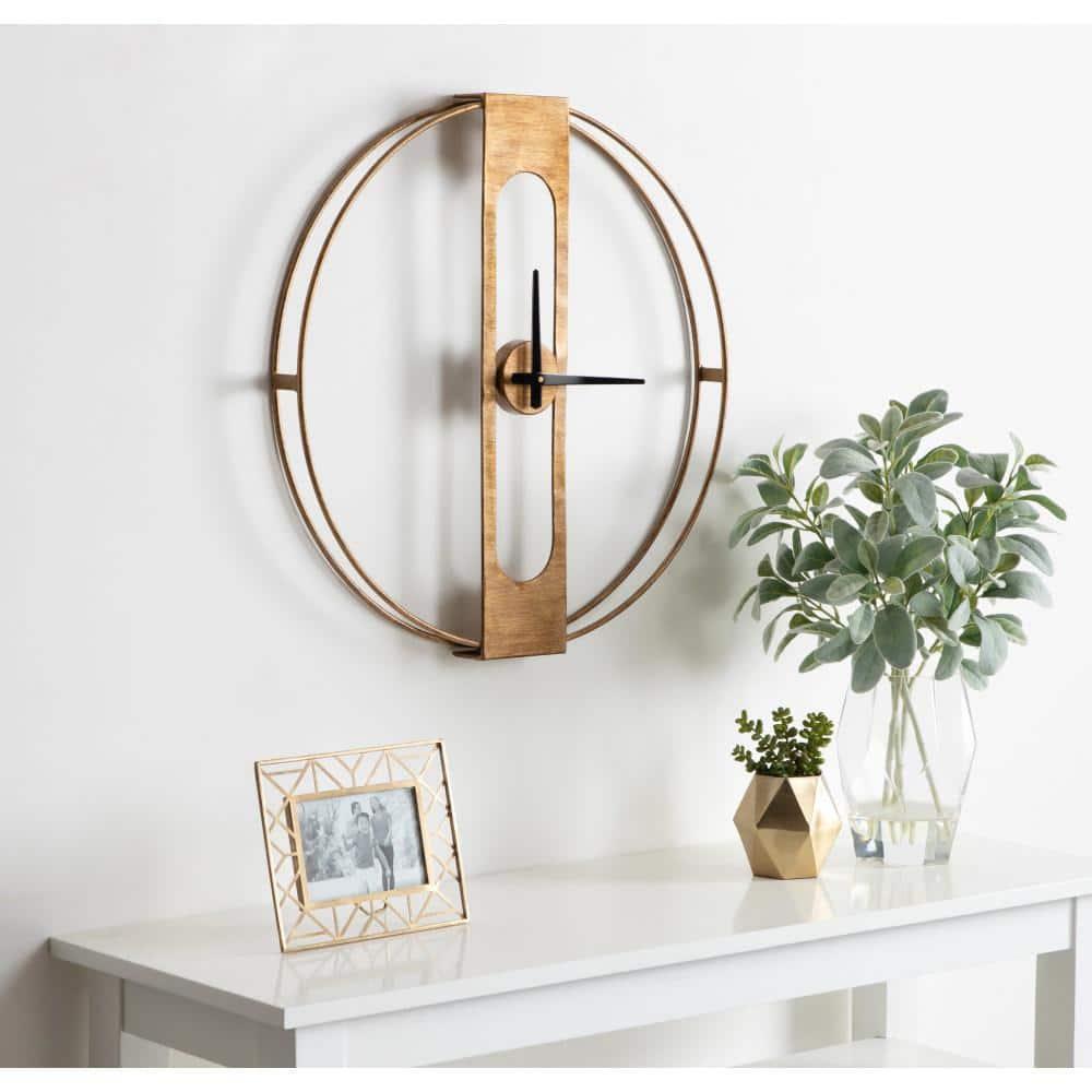 Kate & Laurel All Things Decor 22"x22" Urgo Numberless Metal Wall Clock Gold: Modern, Round, Indoor Decorative Clock