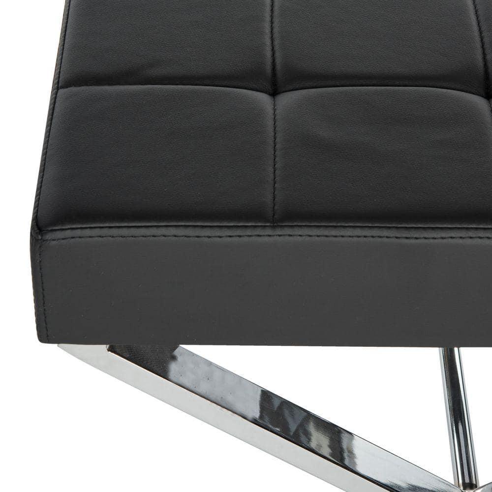 SAFAVIEH Sienna Modern Glam X-Leg Upholstered Rectangular Ottoman, Black/Chrome\