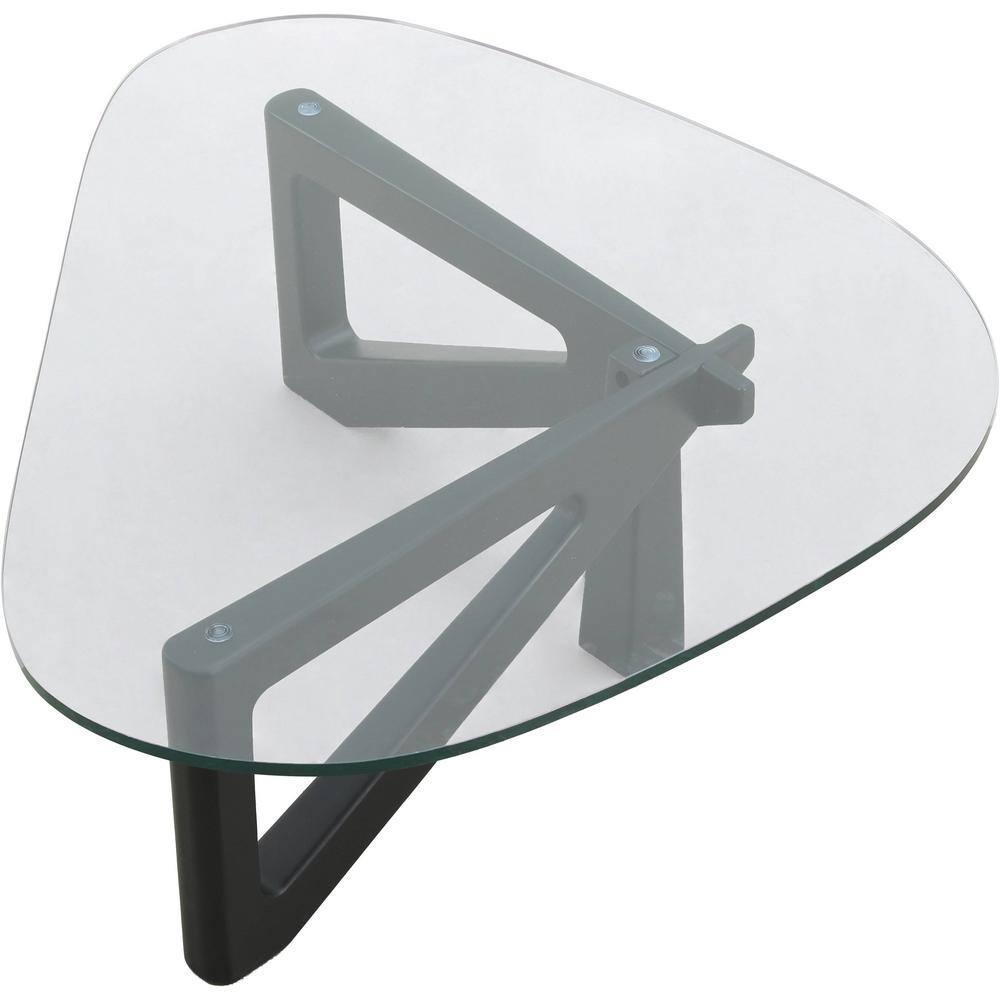 LeisureMod Imperial Collection Triangular Glass Top Coffee Table with Glossy Ash Wood Base for Home, Living Room, Office