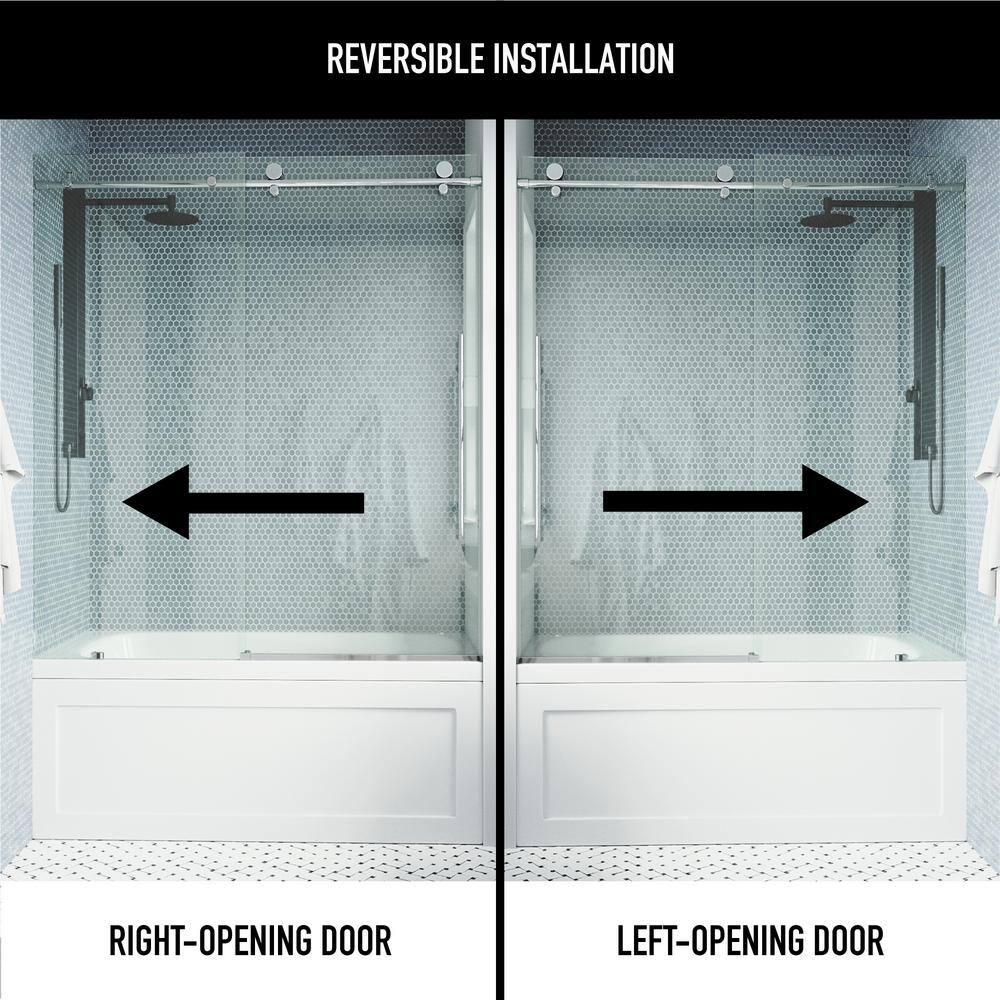 Elan E-Class 56-60" W x 66" H Sliding Frameless Tub Door with 3/8" Clear Glass