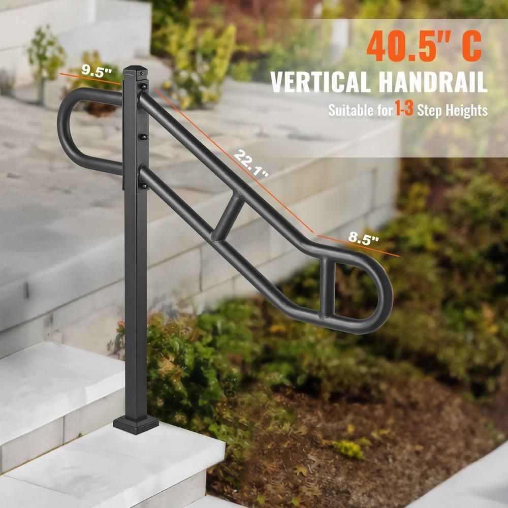 VEVOR VEVOR Single Post Handrail for Outdoor 1-3 Step 40.5" Stair Handrail Floor Mount
