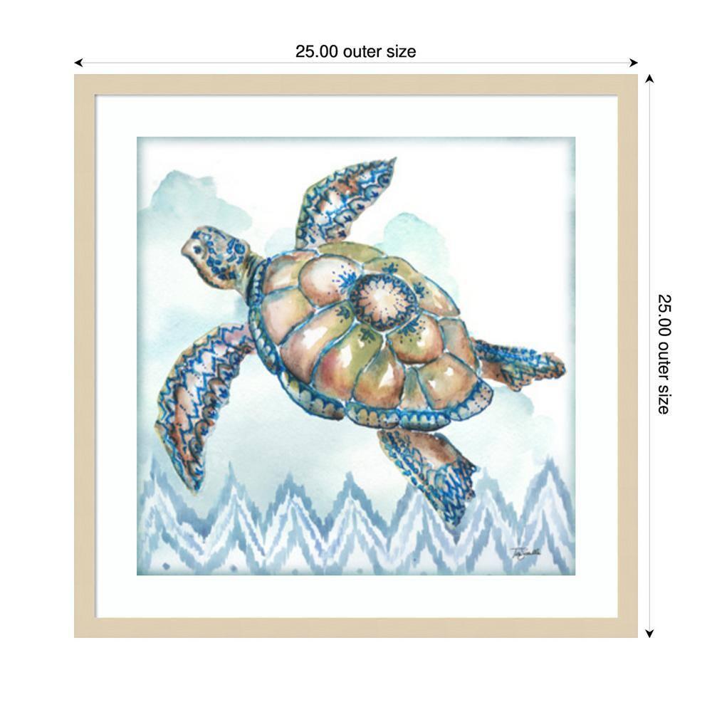Amanti Art 25"x25" Boho Shells I Sea Turtle by Tre Sorelle Studios Wood Framed Wall Art Print