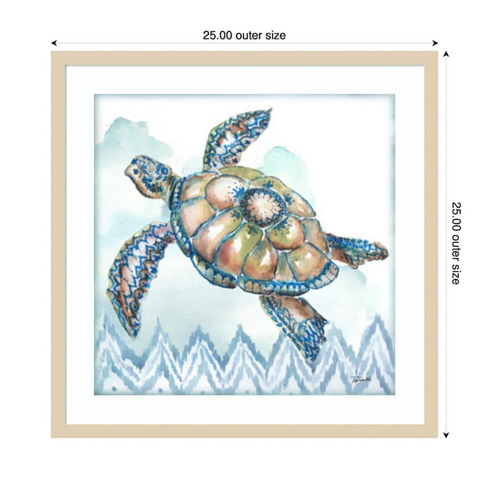 Amanti Art 25"x25" Boho Shells I Sea Turtle by Tre Sorelle Studios Wood Framed Wall Art Print