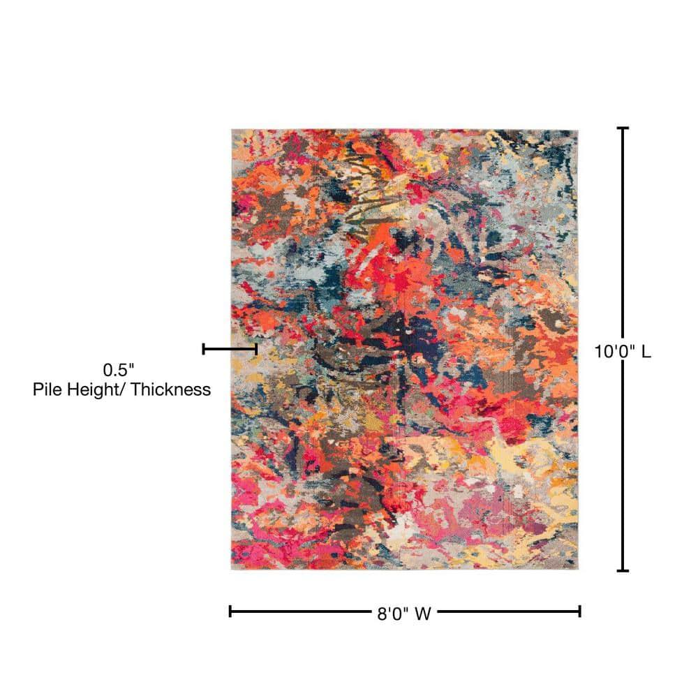 Monaco MNC258 Power Loomed Area Rug - Blue/Orange - 8'x10' - Safavieh.