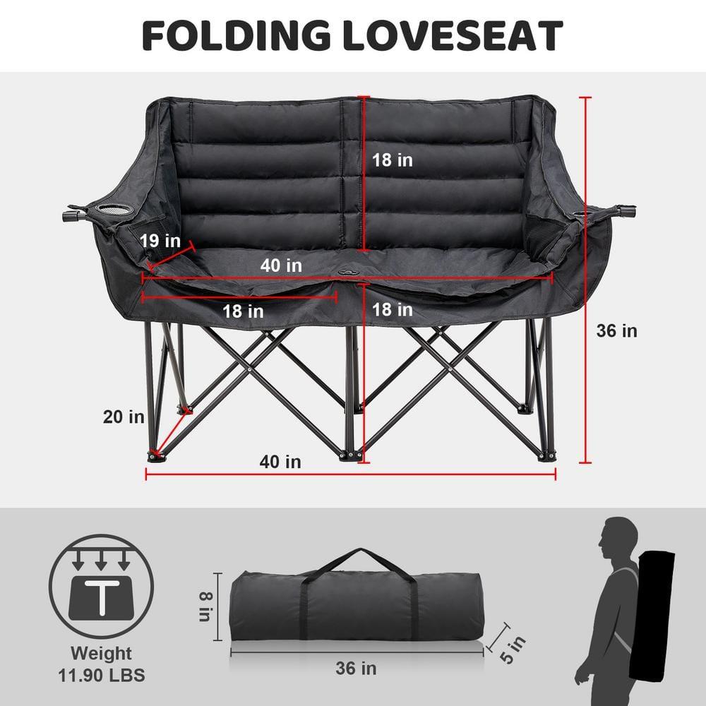 NAIZEA Double Camping Chair - Oversized Loveseat,Camping Chairs for Adults Heavy Duty,Camping Couch,Folding Chair Patio-Supports up to 600 LBS