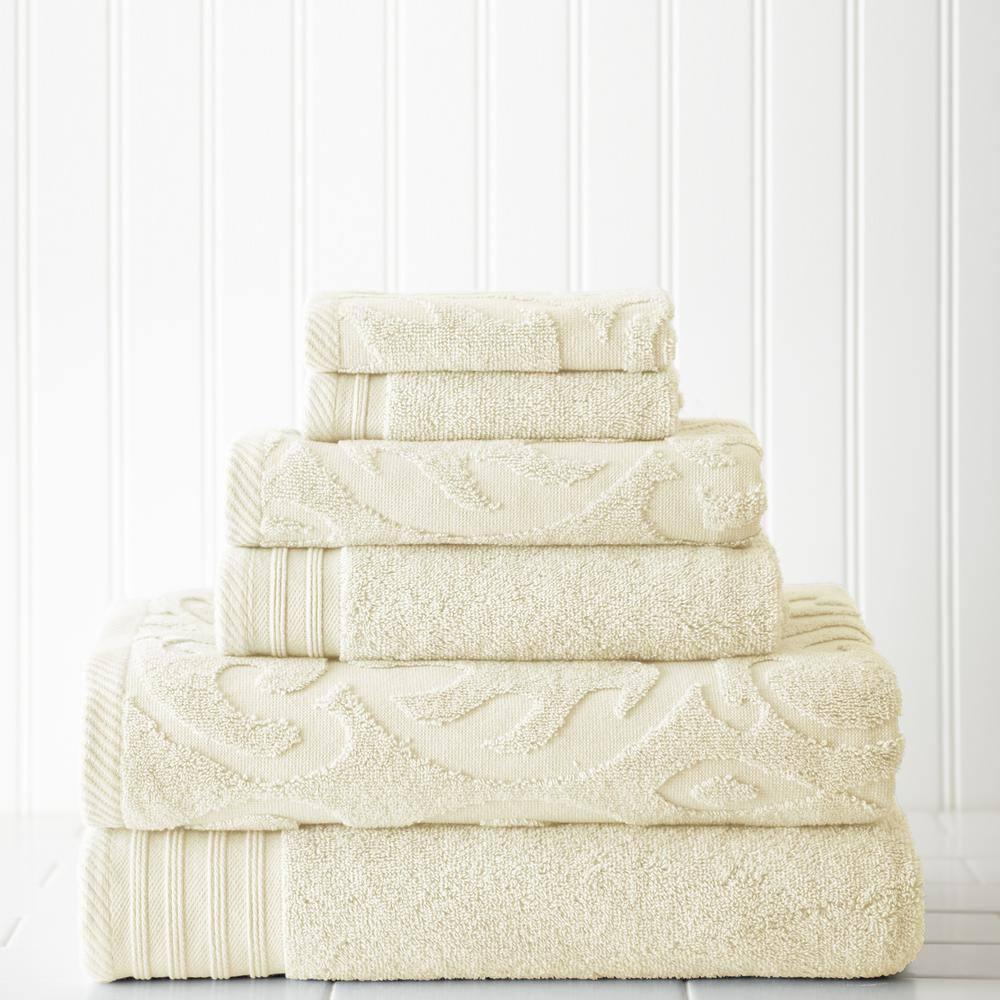 Modern Threads Modern Threads Jacquard 6-Piece, 2 Bath Towels, 2 Hand Towels, 2 Washcloths, Solid Ultra Soft 550GSM 100% Combed Cotton Towel Set