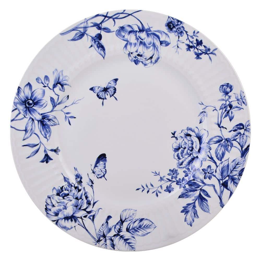 222 Fifth 222 Fifth Cassian Embossed Toile Blue Porcelain Dinnerware Set - Service For 4 (Set of 12)