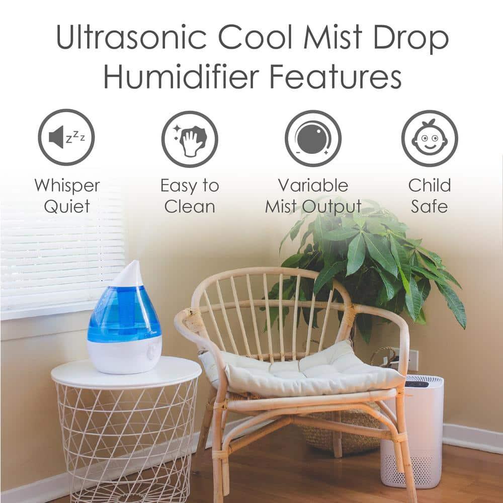 Crane USA 1 Gal. Cool Mist Ultrasonic Humidifier for Bedroom, Office, Nursery, Blue/White, Crane USA