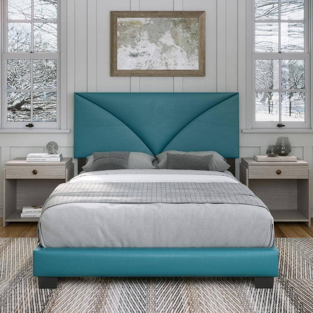 Boyd Sleep Cornerstone Faux Leather Upholstered Platform Bed, Teal, Full