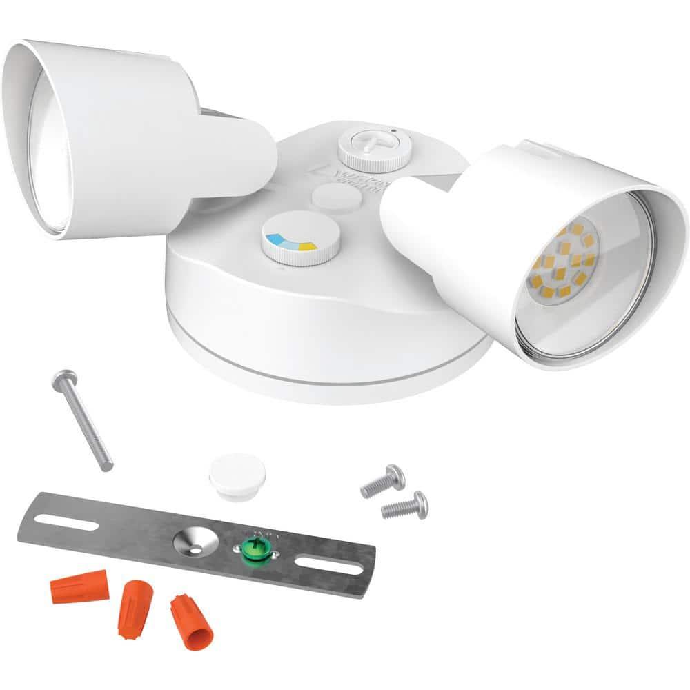 Lithonia Lighting 2 - Head Hardwired Dusk to Dawn Outdoor Security Flood Light with Motion Sensor