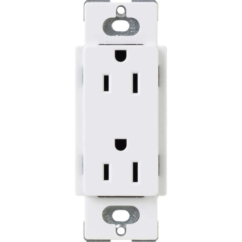 White Tamper-Resistant Duplex Receptacle with Sleek Design