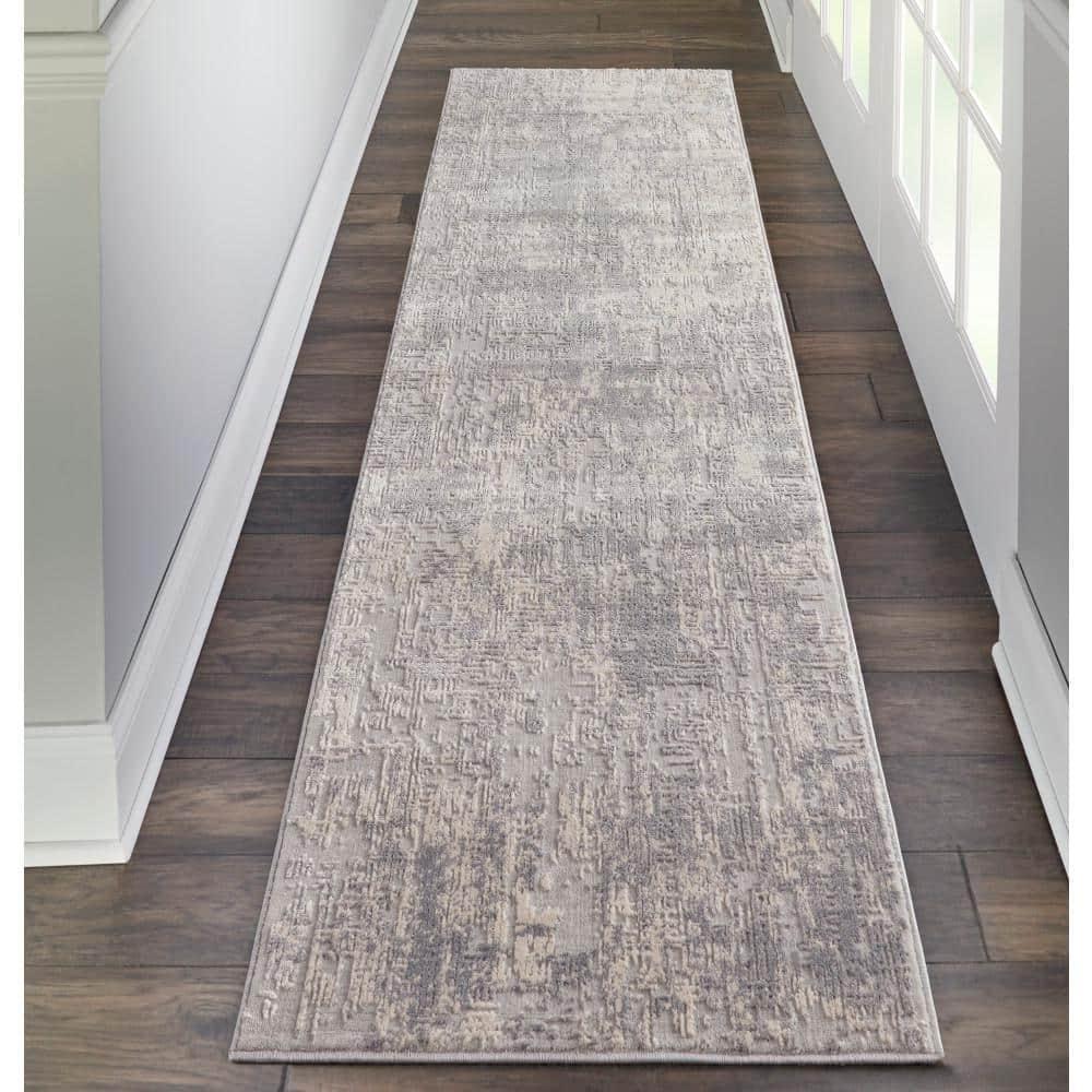 Nourison Rustic Textures Abstract Indoor Area Rug Ivory/Silver 2'2" x 7'6"