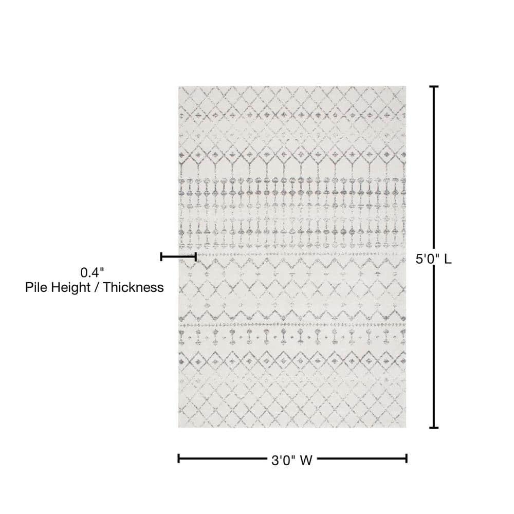 nuLOOM Moroccan Blythe Grey 3' x 5' Transitional Area Rug