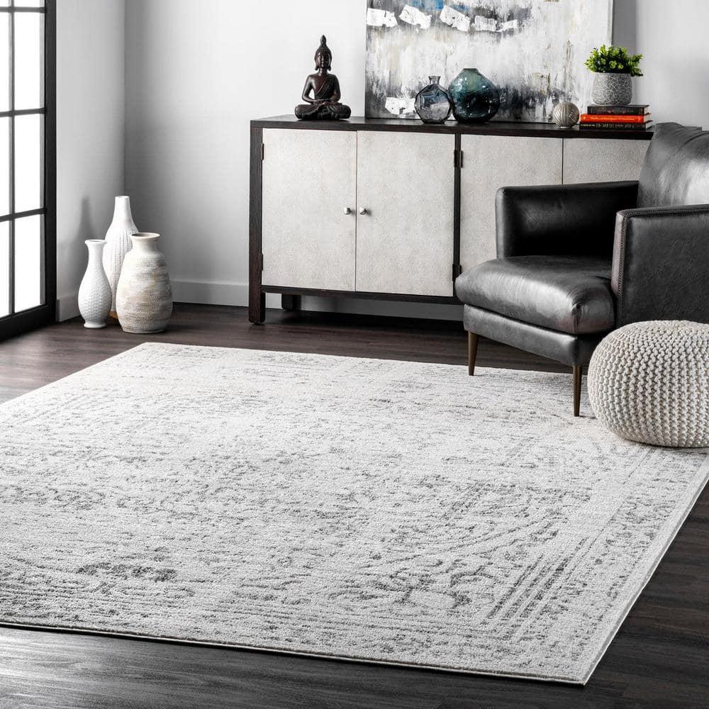 Nuloom Arlena Medallion 2x12 Runner Indoor Area Rug for Living Room Bedroom Dining Room Entryway Hallway Kitchen, Grey/Ivory