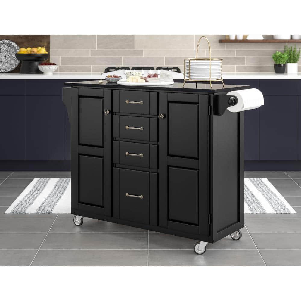 Homestyles Create-a-Cart Wood Kitchen Cart in Black