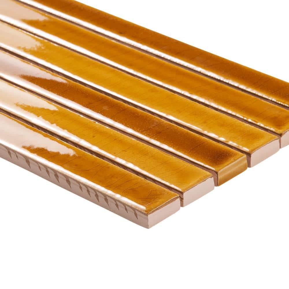 Vivanta 5.27 In. X 17.71 In. Glossy Ceramic Mosaic Elongated Subway Wall Tile (8 Sheets / Box)