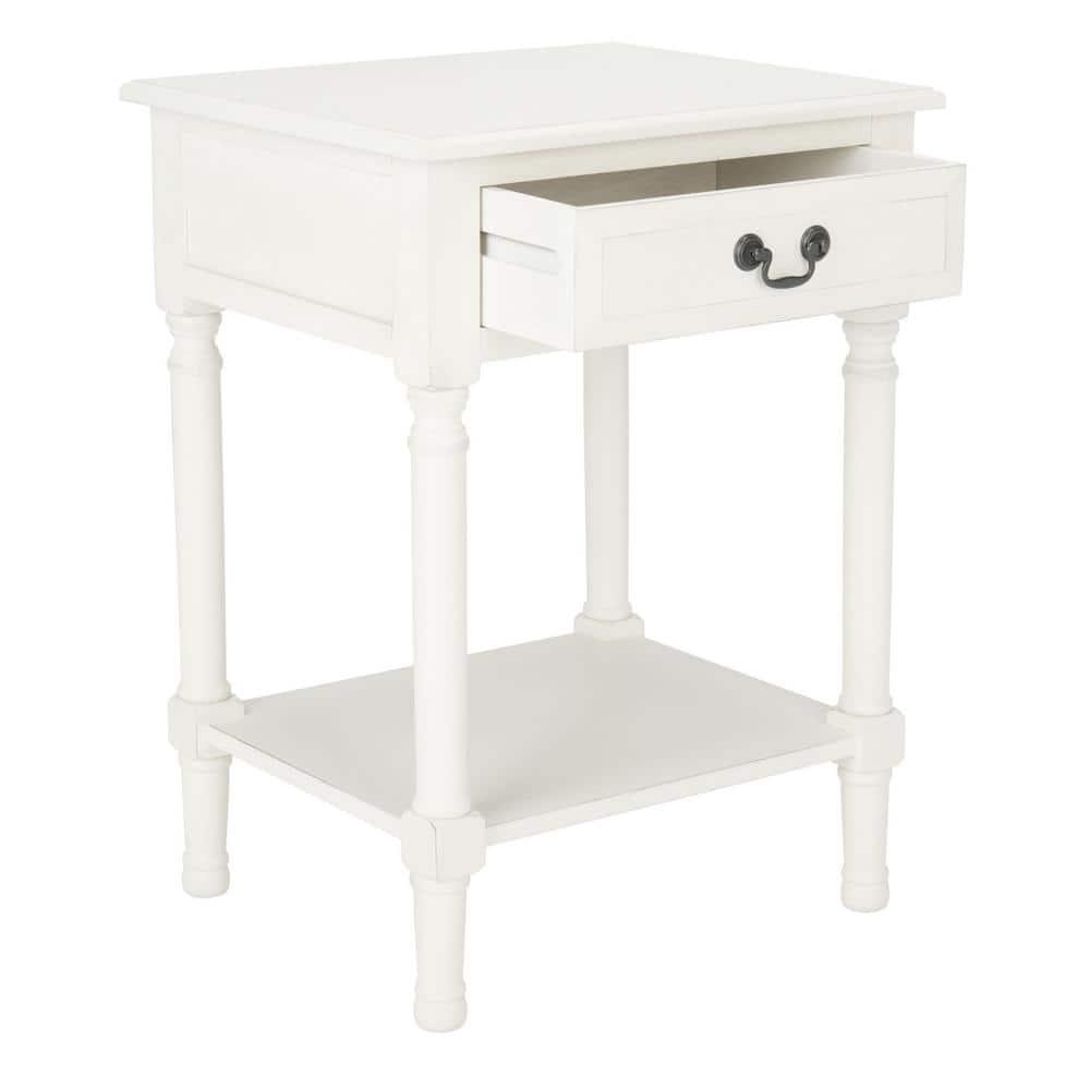 Whitney 1 Drawer Accent Table - Distressed White - Safavieh.