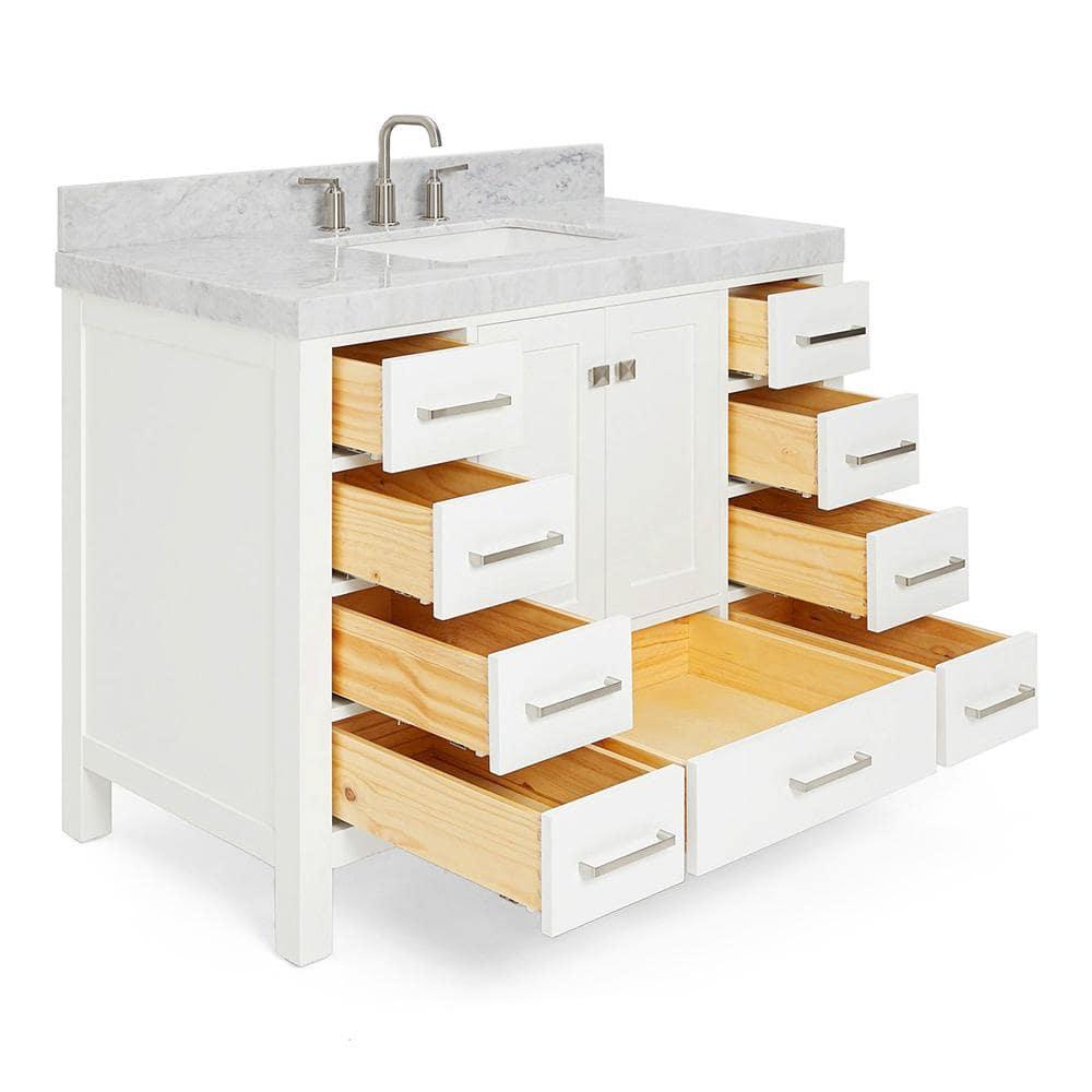 Cambridge 42'' Single Bathroom Vanity with Carrara Marble Top