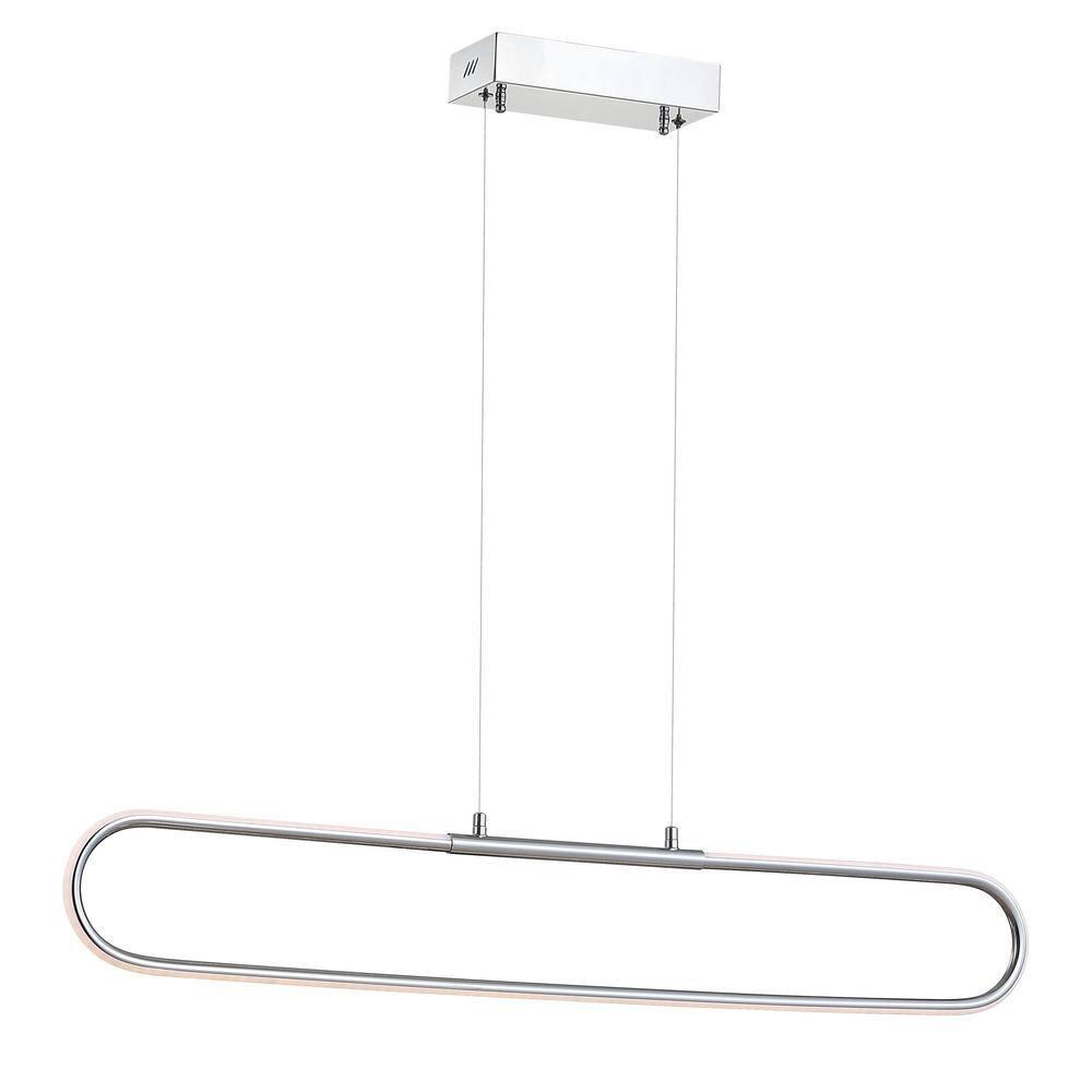 Ned 39" Dimmable Adjustable Integrated LED Metal Linear Pendant, Chrome