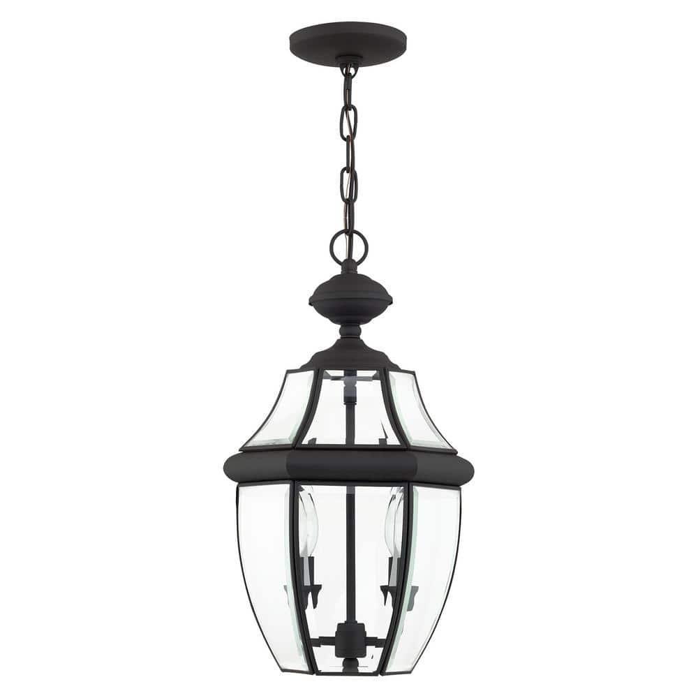 2 Light Outdoor Chain Lantern Pendant with Clear Glass Shade