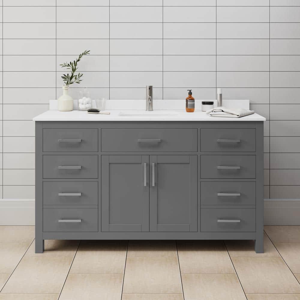 Beckett 60" Freestanding Single Bathroom Vanity with Cultured Marble Top